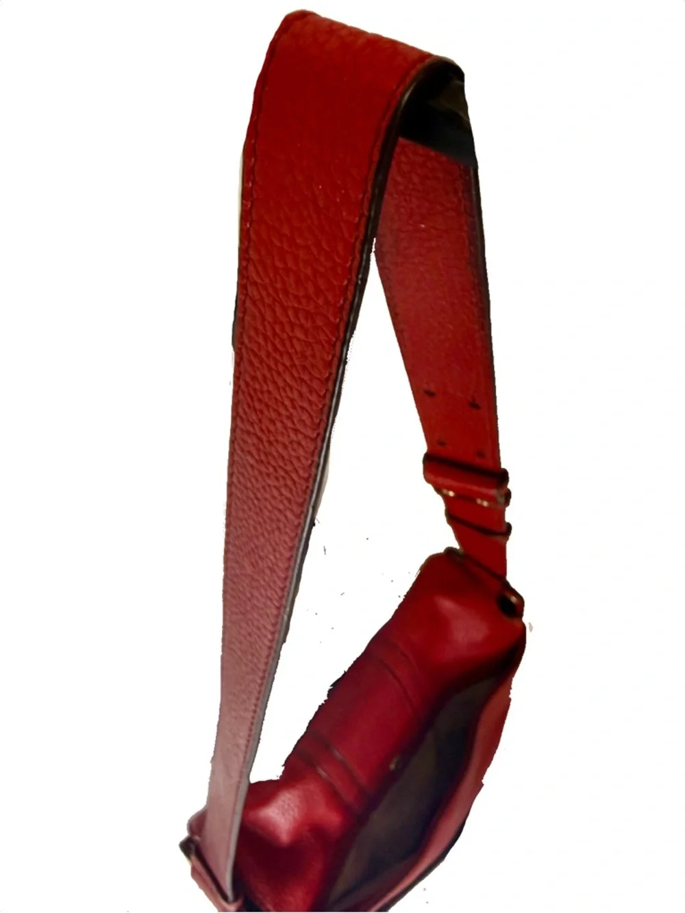 Michael Kors Red Pebbled Leather Shoulder Bag with Gold Hardware